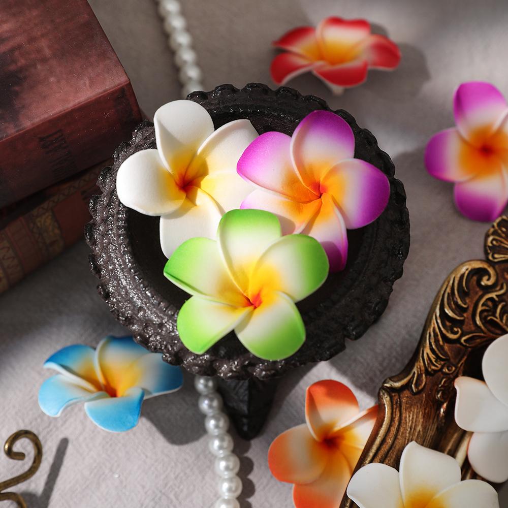 10 Stück 5cm Hawaiianische Plumeria PE Schaumstoff Kunstblume DIY Kranz Kopfschmuck Blumen Hochzeitsdekoration Partyzubehör