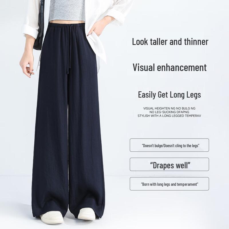 MINISO Women's Linen Blend Wide-Leg Casual Pants