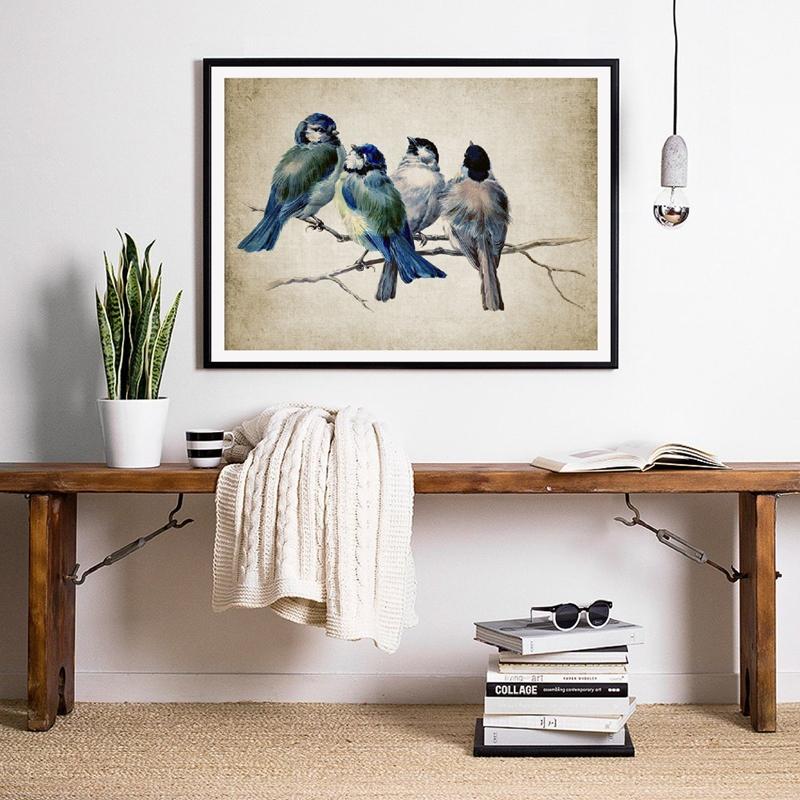 Decorazioni per la Casa Vintage Pittura su Tela Uccelli Stampe d'Arte da Parete Poster e Stampe Retrò per Camera da Letto Decorazioni per la Casa