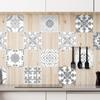 24Pcs Gray Moroccan Wall Sticker Art Water-Repellent Vinyl Peel And Stick Tile Sticker Home Decor Kitchen Bathroom