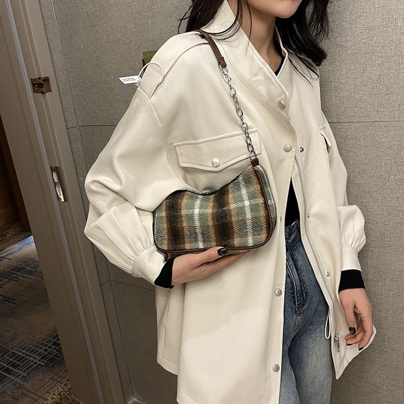 Fashionable Retro Shoulder Bag For Women Stylish Simple Casual Handbag In Brown And Green