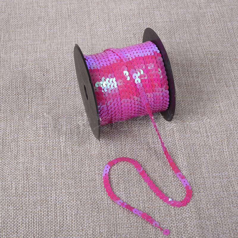 100yards Shiny Color Sequins Ribbon Round Flat Laser Colored Paillettes Trims for Garment Bag DIY Sewing Crafts Party Decoration