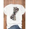 European Size GROW Bone Flower Pattern, Fashion Women's Top T-Shirt