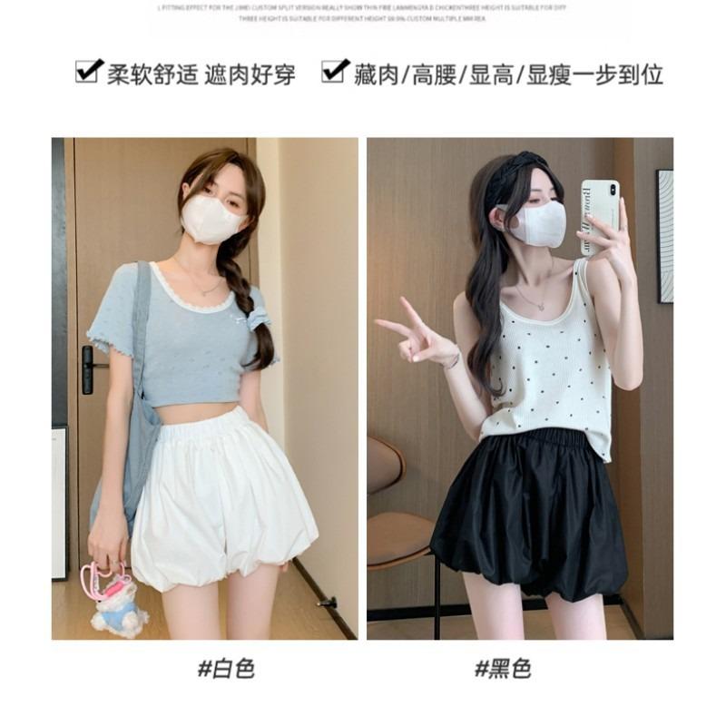 White bud pants skirt women's summer thin new high-waisted casual tutu skirt pants wide-leg lantern shorts