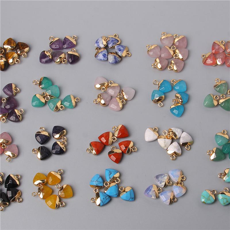 5pcs 10x13MM Natural Stone Faceted Heart Shape Pendant Charm Quartz Crystal Jewelry Accessorie For Making Earring Necklace