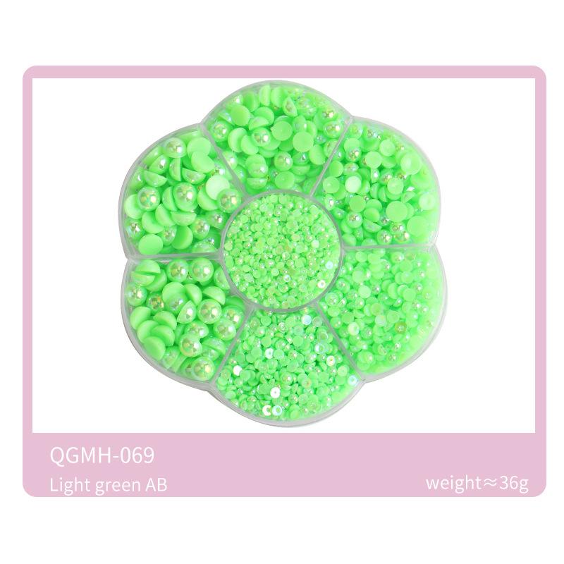 Nail Art Jewelry 7 Grid Plum Blossom Abs Semi-Round Flat Bottom Nail Art Pearl Nail Art Decoration Mixed