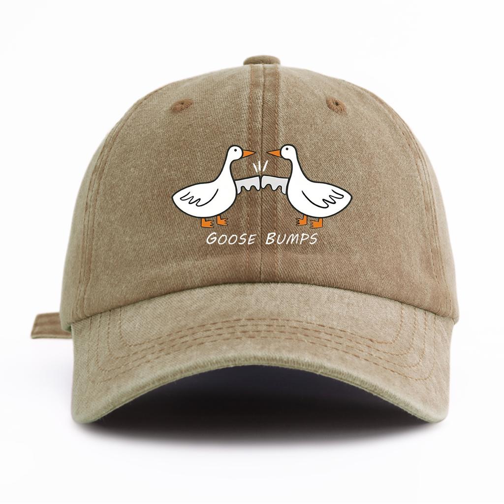 1 Stück GOOSE BUMP Aufdruck Gewaschene Baseballkappe für Erwachsene Minimalistischer Retro-Stil Lässig Weich Verstellbar Dad Hat Perfekt als Geschenk