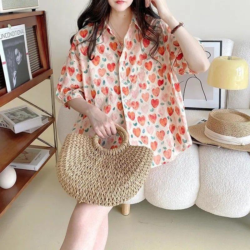 Mode Femme Décontracté Ample T-shirt Manches Courtes Été Rétro Style Hong Kong T-shirt Imprimé Hip Hop Manches Mi-longues