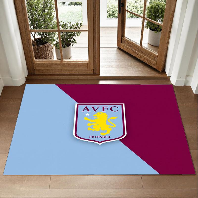 Aston Villa Football Design Crystal Velvet Rug Soft Decorative Mat for Bedroom Entrance