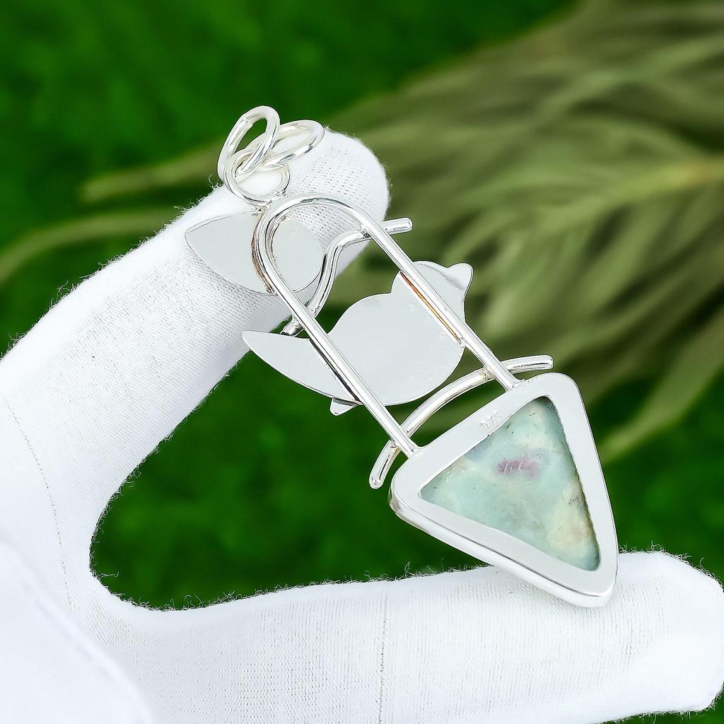 Birthday Gift For Her Natural Ruby Fuchsite Gemstone Pendant 925 Sterling Silver