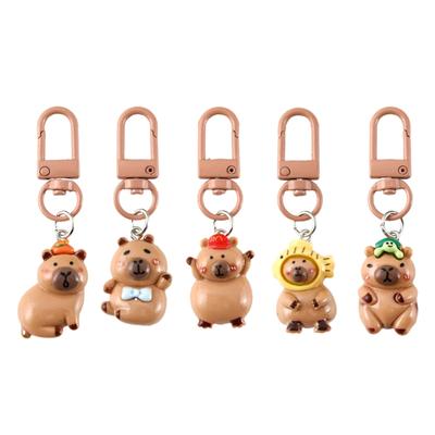 Fashionable Elegant Color Capybaras Keychain Charm Lovely Dress Up Sturdy Resin Pendant for Bags and Keys Decoration