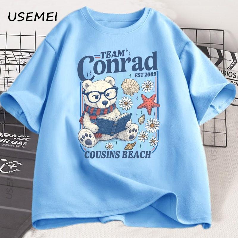 

Командная футболка Conrad Junior Mint Bear Летняя пляжная футболка Мужская Женская Свободная Хлопковая Футболка с Коротким Рукавом Футболка с Круглым Вырезом Дышащая 4XL