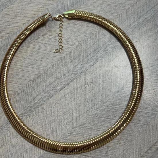 C044 Spring Necklace Minimalist Elastic Wide Snake Bone Chain Clavicle Chain Exaggerated Vintage Style Metal Necklace