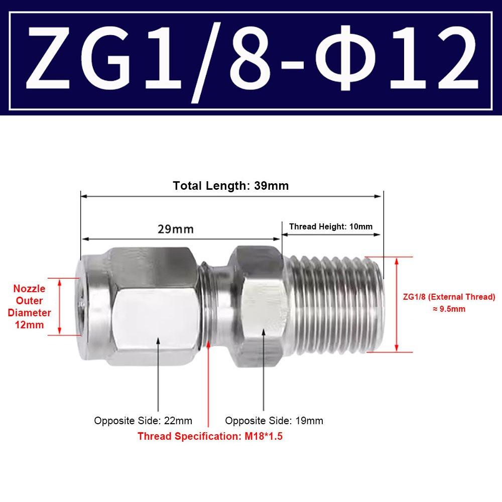 1Pcs Stainless Steel Quick Fitting 304 SS Metric ZG Pipe Fitting Tube Connector  for Oil Water Gas