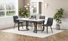 Dining Set (5-piece), Dining Table with 4 Chairs, 140×80cm Kitchen Table with Black Metal Legs, MDF Table Top in White, Dark Grey Linen Dining Chairs