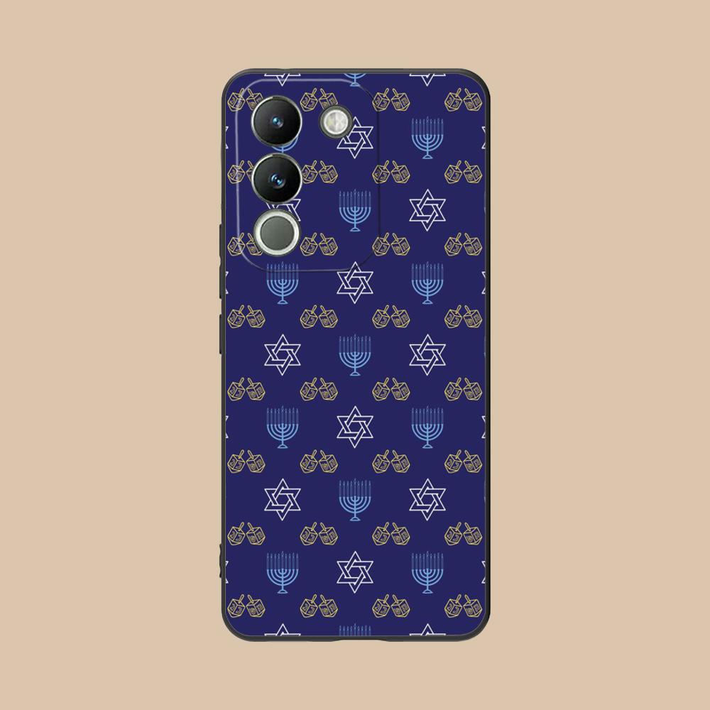

Jewish Hanukkah Mobile Phone Case for VIVO Y77 76 75 74 73 72 58 56 55 51 50 38 36 Y19 Y18 Y03 Y01 5G Colorful Printing Cover vivo Y77