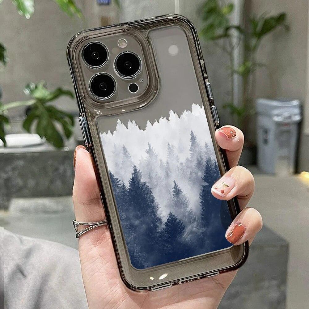 Mountain Forest Cloud Clear Phone Case For iPhone 13 Pro Max Case For iPhone 11 14 Pro Max XS 12 Pro Max X XR 7 8 SE2 SE 3 Cover