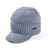 Hot Sale Unisex Warm Winter Hats Stylish Plush Fur Lined Soft Beanie Cap With Brim Thick Knitted Hats For Men Women
