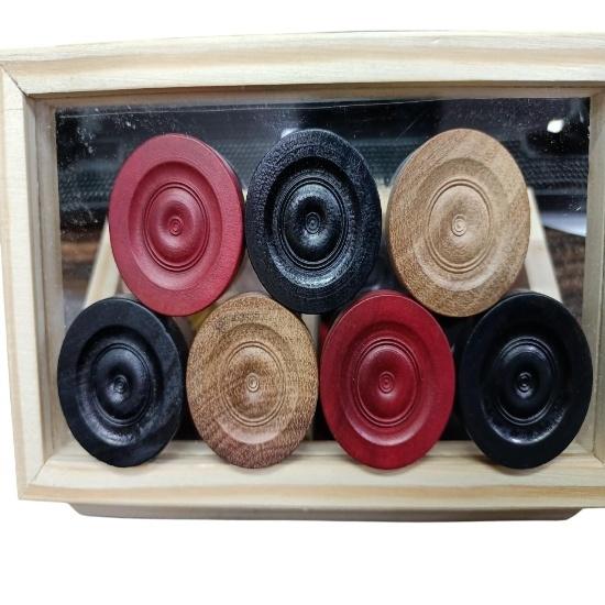 KNK Professional Wooden Carrom Coins Set – Magnetic Lock Box