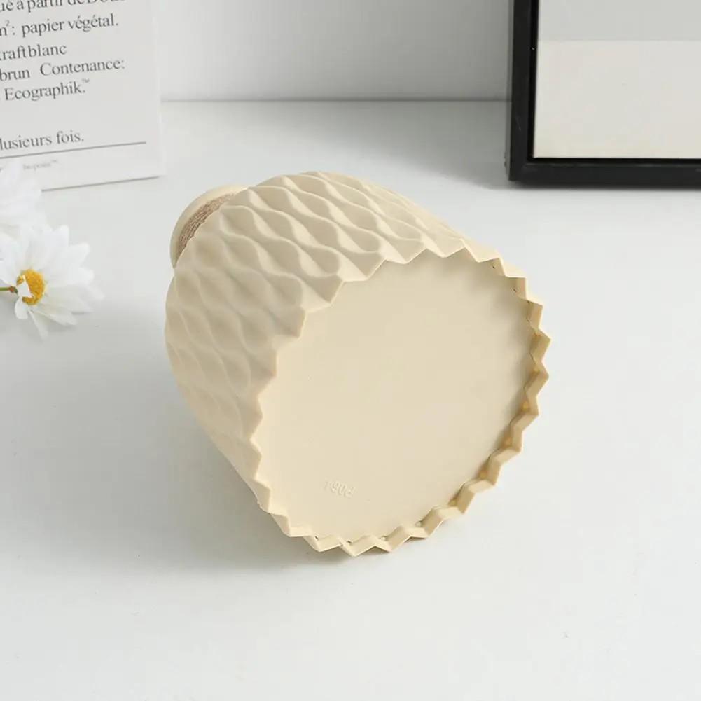 

Water Ripple Design PP Vase Artificial Flower Container Home Office Decoration Beige