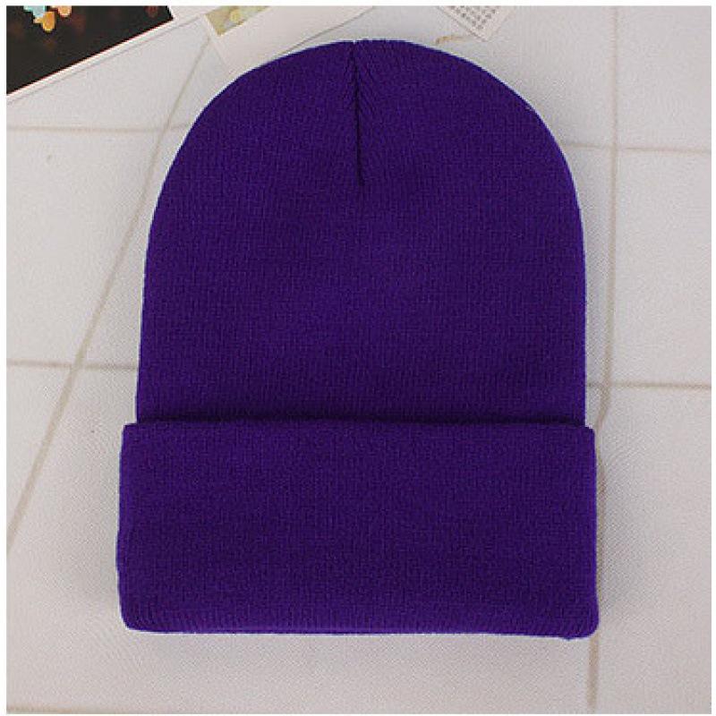 Unisex Fluorescent Acrylic Beanie – European and American Candy Color Knit Hat for Autumn and Winter