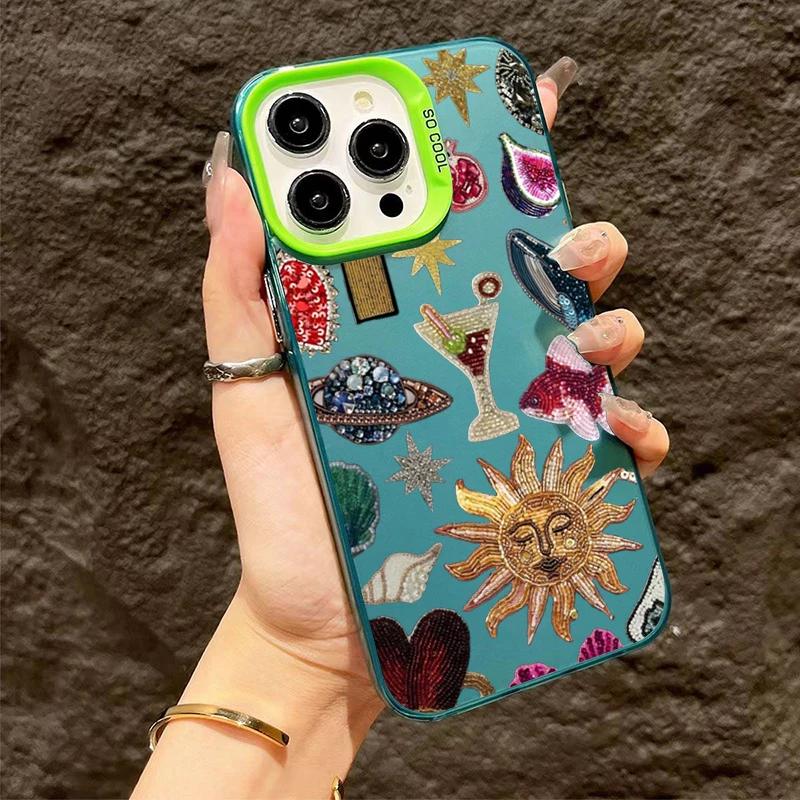 Fashion Black Collage Pattern Eye Design Phone Case For iPhone 16 Pro Max Cases iPhone 15 14 13 12 11 XS X XR 16 15 Plus Cover