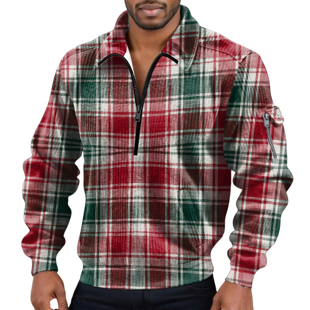 Men's  Flip Collar  Long Sleeves  Half Zipper  Hoodie