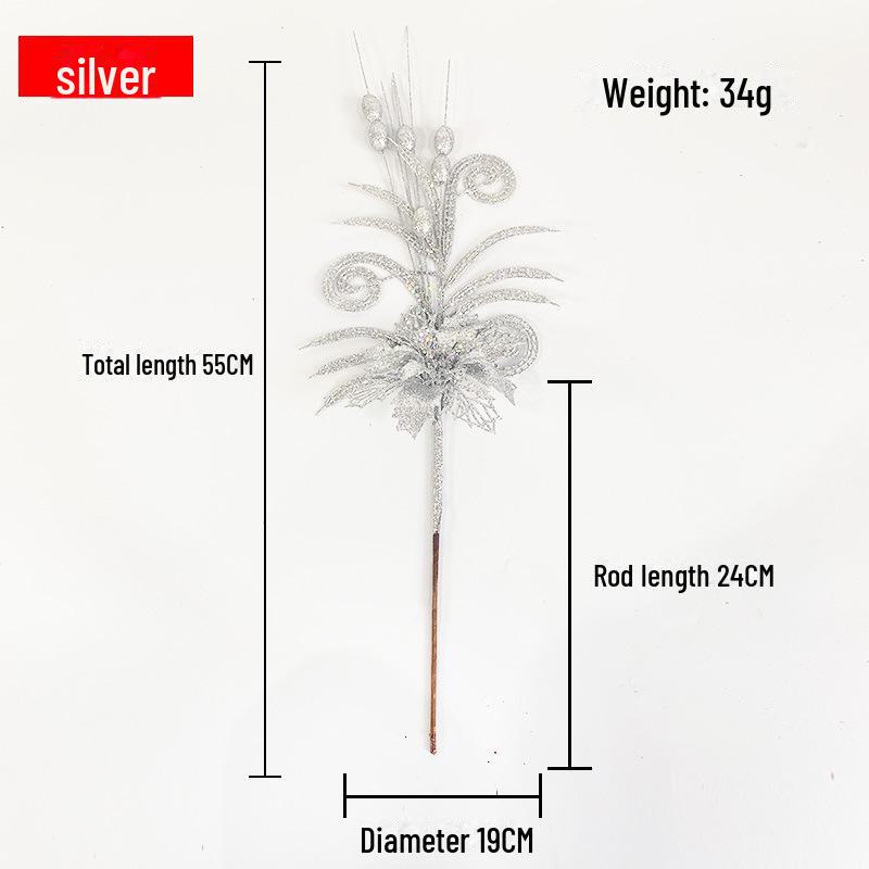 

Трансграничное украшение рождественской елки: Золотой рог, ягода, лист и шар с блестками серебряный