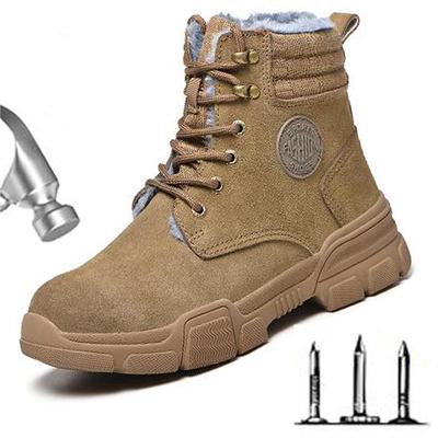 Winter Herbst Schweißer Sicherheitsschuhe Stahl Anti-Stoß Anti-Durchstich Solide Sohle Abriebfest Arbeitsschutzschuhe Rindsleder D27