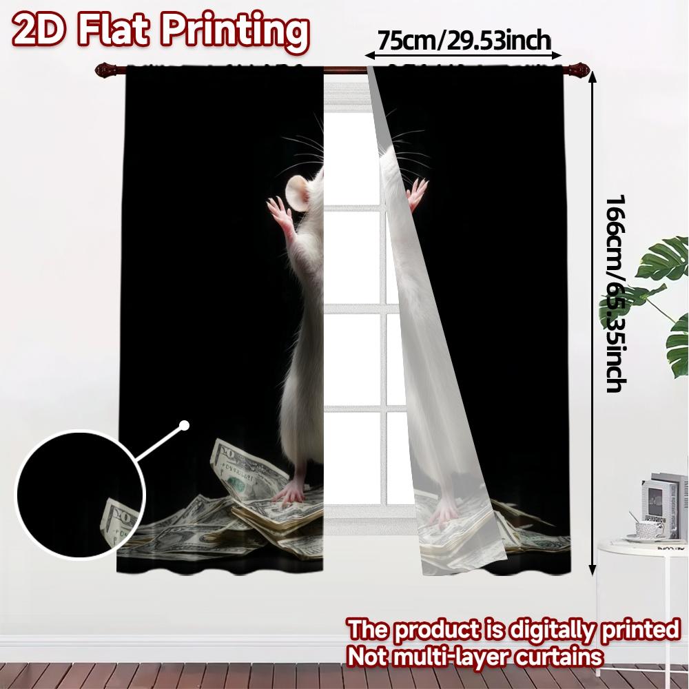 2pcs, 2D FLAT PRINTING Curtains (Without Rod) MoneyMouse Popular Fashionable Curtains Yarn Curtains Decorations For Home Ldeal