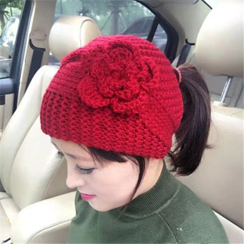 Hair band Women's trendy versatile wide hair band hat Autumn and winter handmade knitted wool Ear protection Warm wide edge hair accessories Head wear
