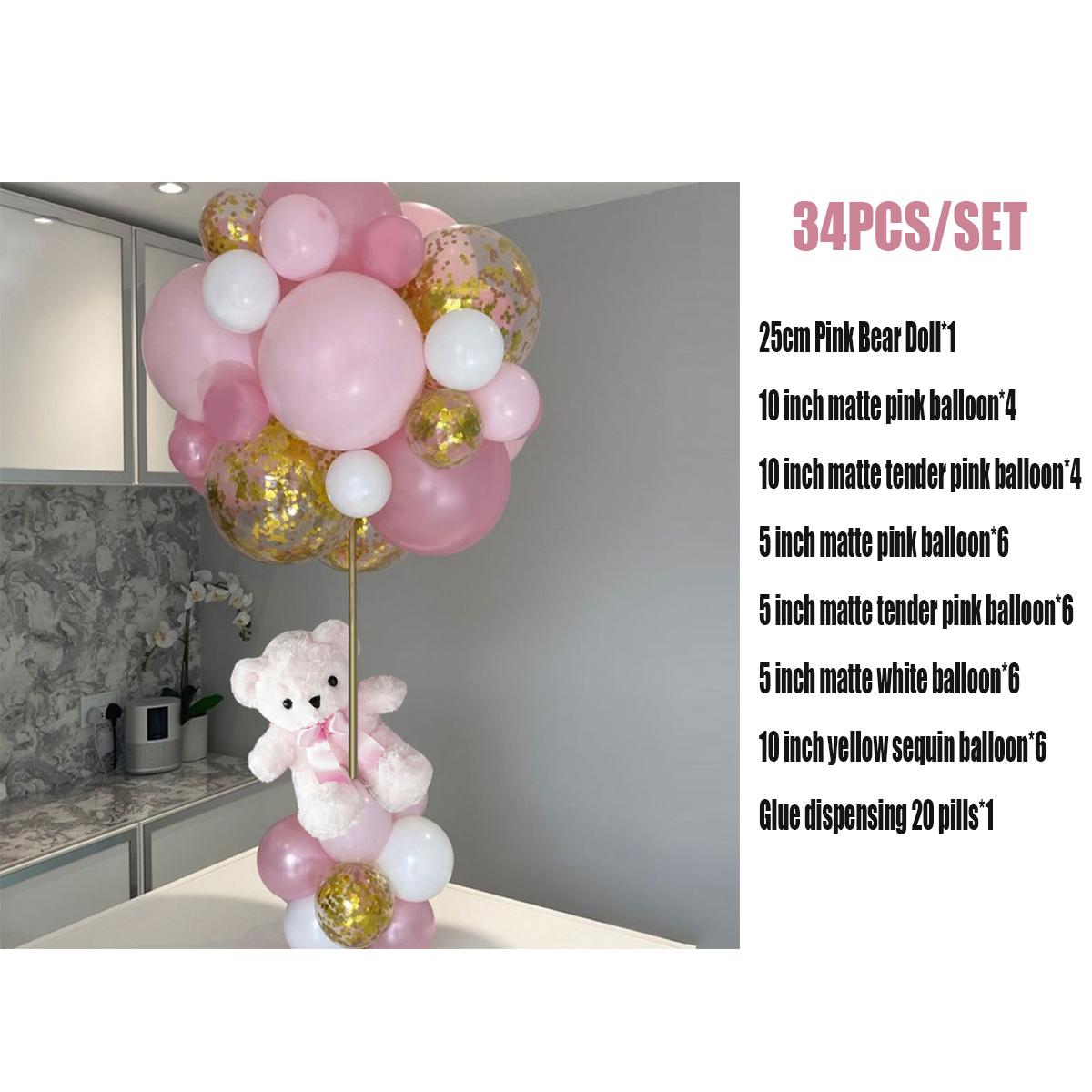 

Тедди Розовый Медведь Украшение Партии Воздушный Шар Арка Комплект Гирлянда Дети День Рождения Украшения Baby Shower Мальчики Девочки Gend