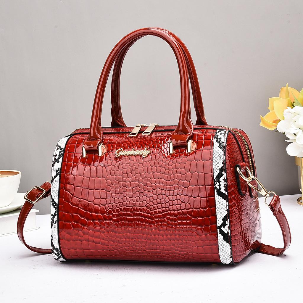 Temperament New Niche Personalized Crocodile Pattern Boston Women's Bag Large Capacity Casual Pillow Bag Versatile Bag