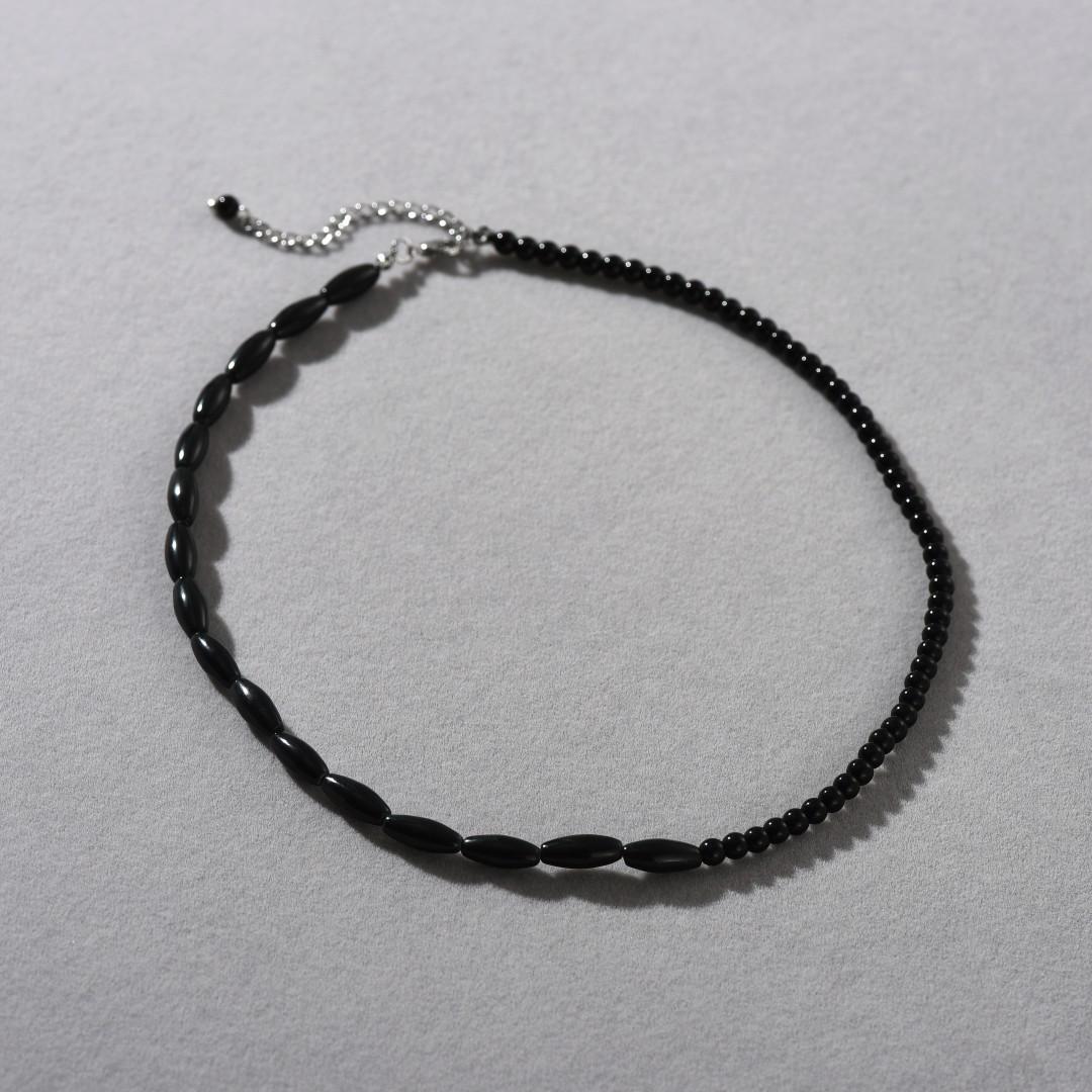 Нишевая Французская Ретро Черная Агатовая Бусина Цепочка на Ключицы Уникальная Личность Мода Простой Характер Универсальное Ожерелье