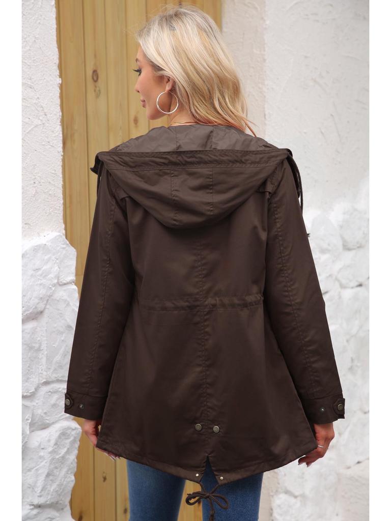 2022 Women's Plus Size Cotton Hooded Windbreaker - Spring/Autumn Loose Solid Color Coat