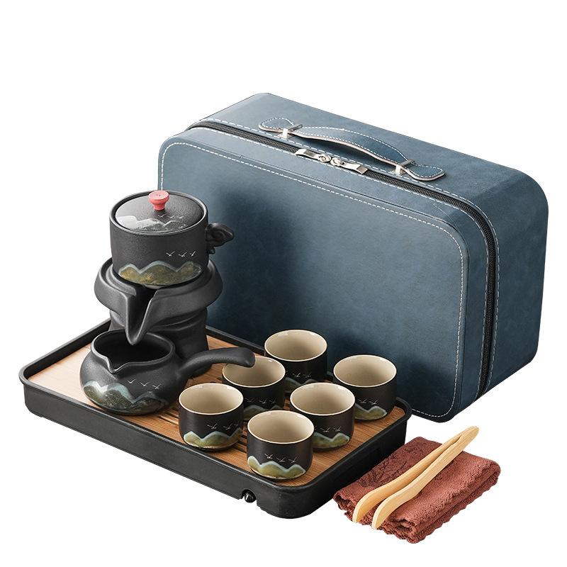 Guochaofeng semi-automatic stone grinding kung fu tea set, household high-end light luxury office tea artifact