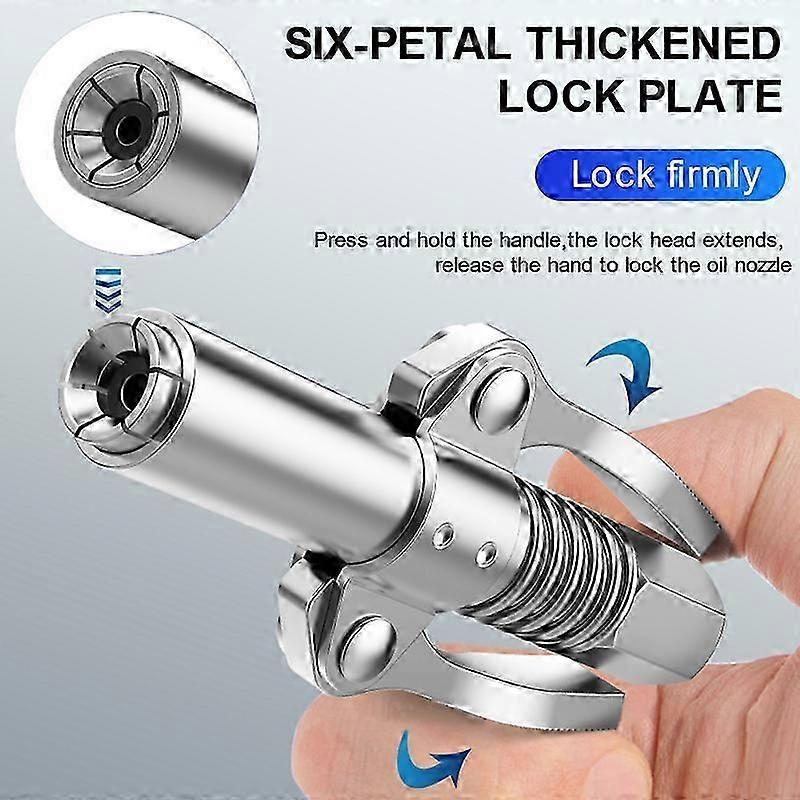Grease Tool Coupler Quick Release Grease Gun High Pressure Grease Nozzle Car Syringe Lubricant Tip Stainless Steel Double Handle