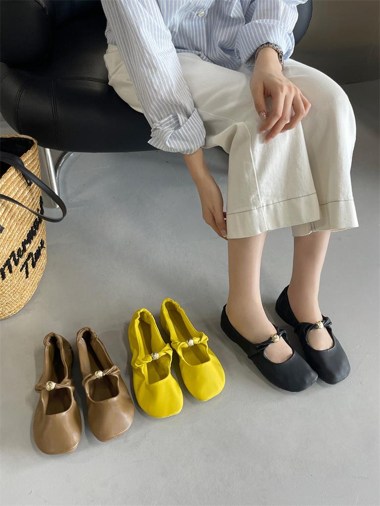2025 New Shallow Mouth One-word Strap Single Shoes Women's Single Shoes