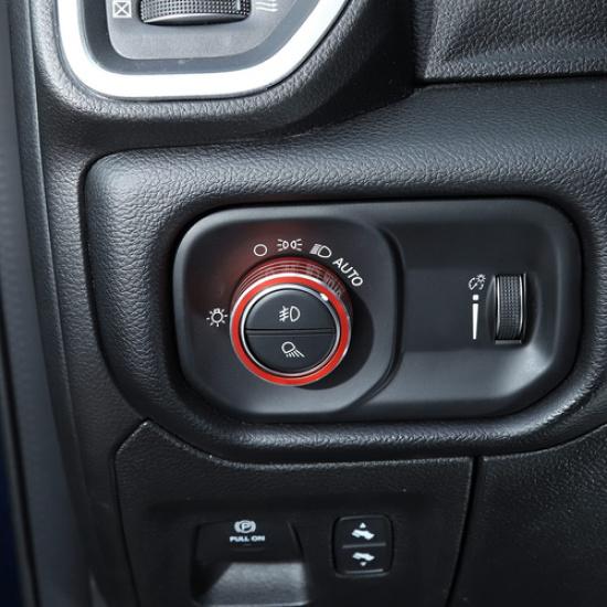 Headlight Switch Button Knob Ring Trim Bezel for Dodge Ram 1500 2018- Red