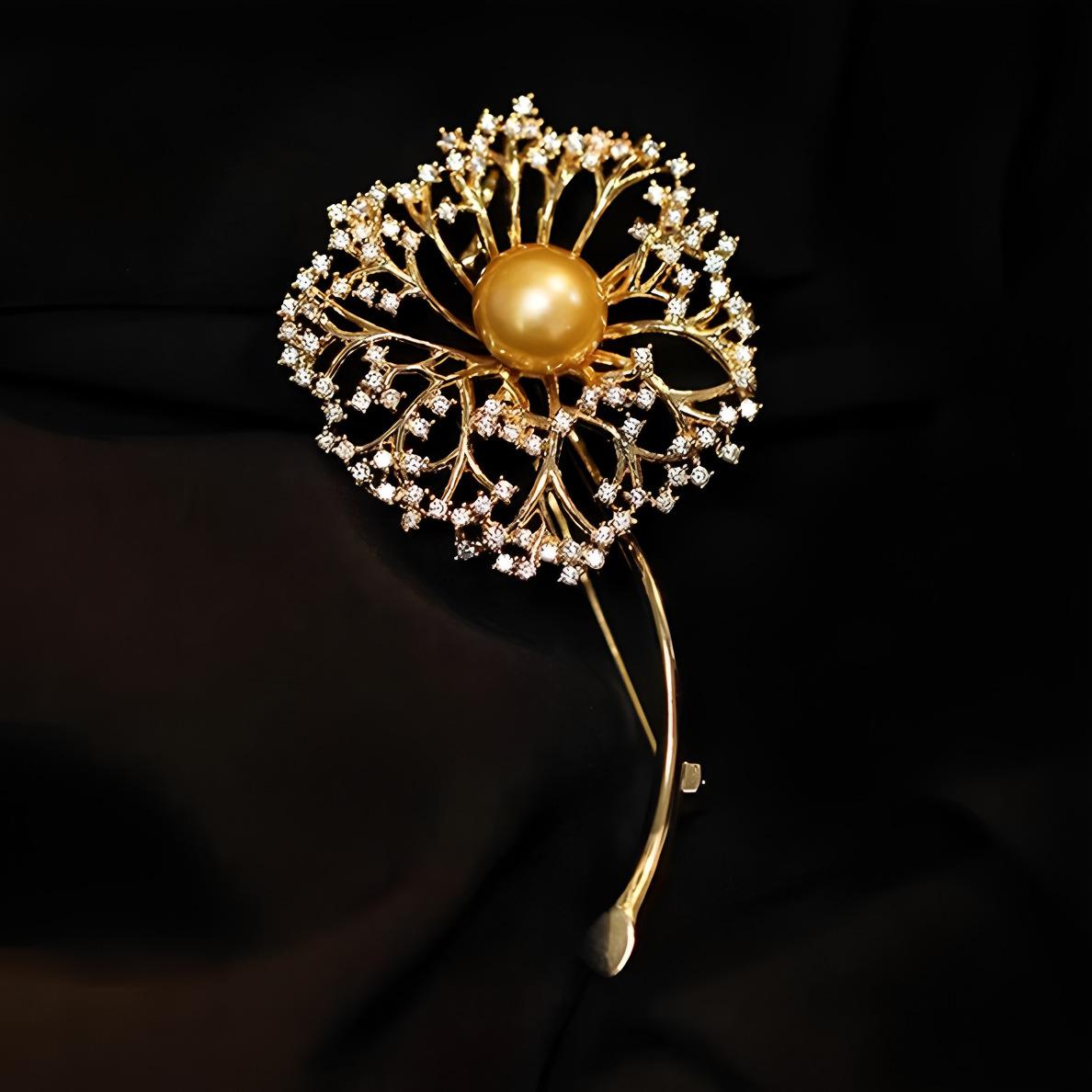 Изысканная Брошь Одуванчик Высококлассная Атмосферная Роскошная Цветочная Брошь Милый Японский Жемчужный Булавка Аксессуары