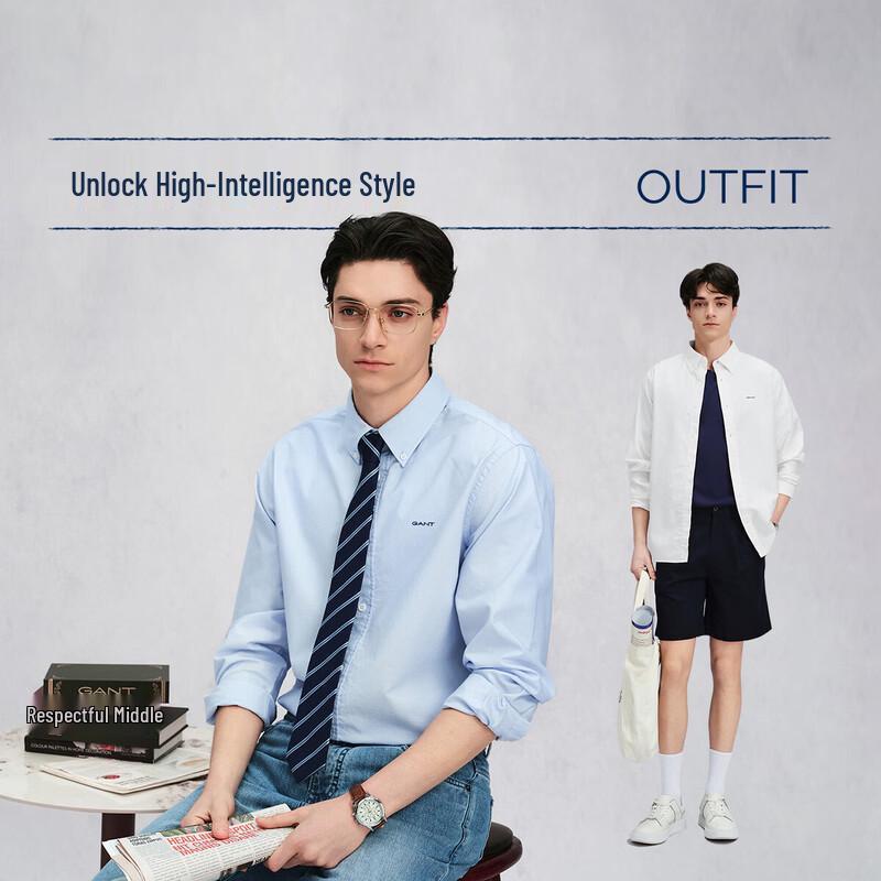 GANT Men's Solid Oxford Cotton Long Sleeve Shirt