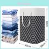 Collapsible Waterproof Cotton Laundry Basket With Long Handle For Clothes And Toys Storage