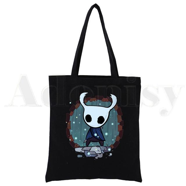 

Черная холщовая сумка Ghost Knight, повседневные большие ручные сумки для женщин, женская сумка для покупок, сумка большой вместимости с принтом 24*26cm