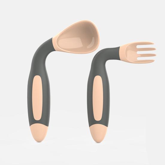 2Pcs/Set Children Tableware Bendable Design Portable Utensils Toddler Feeding Auxiliary Spoon Fork for Toddler
