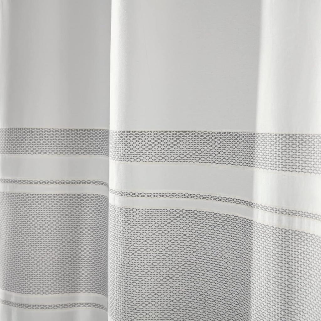 Seasonwood Shower Curtain White Gray Woven Striped 72 x 72Inches,Farmhouse Shabby Chic Striped Minimalist Bathroom Decor