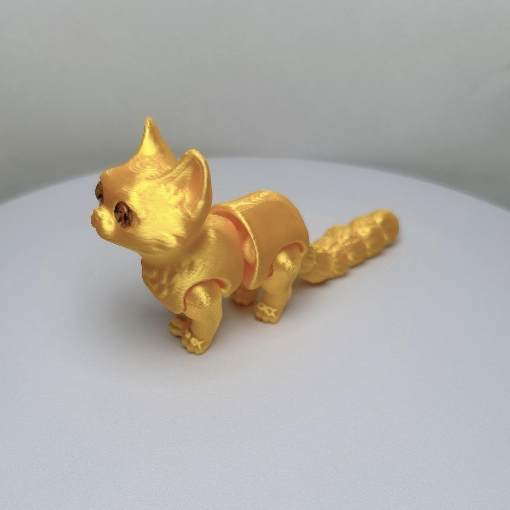 Plastic Material Articulated Cats Big Eyes 3D Printed Cat Figure  Room Decoration