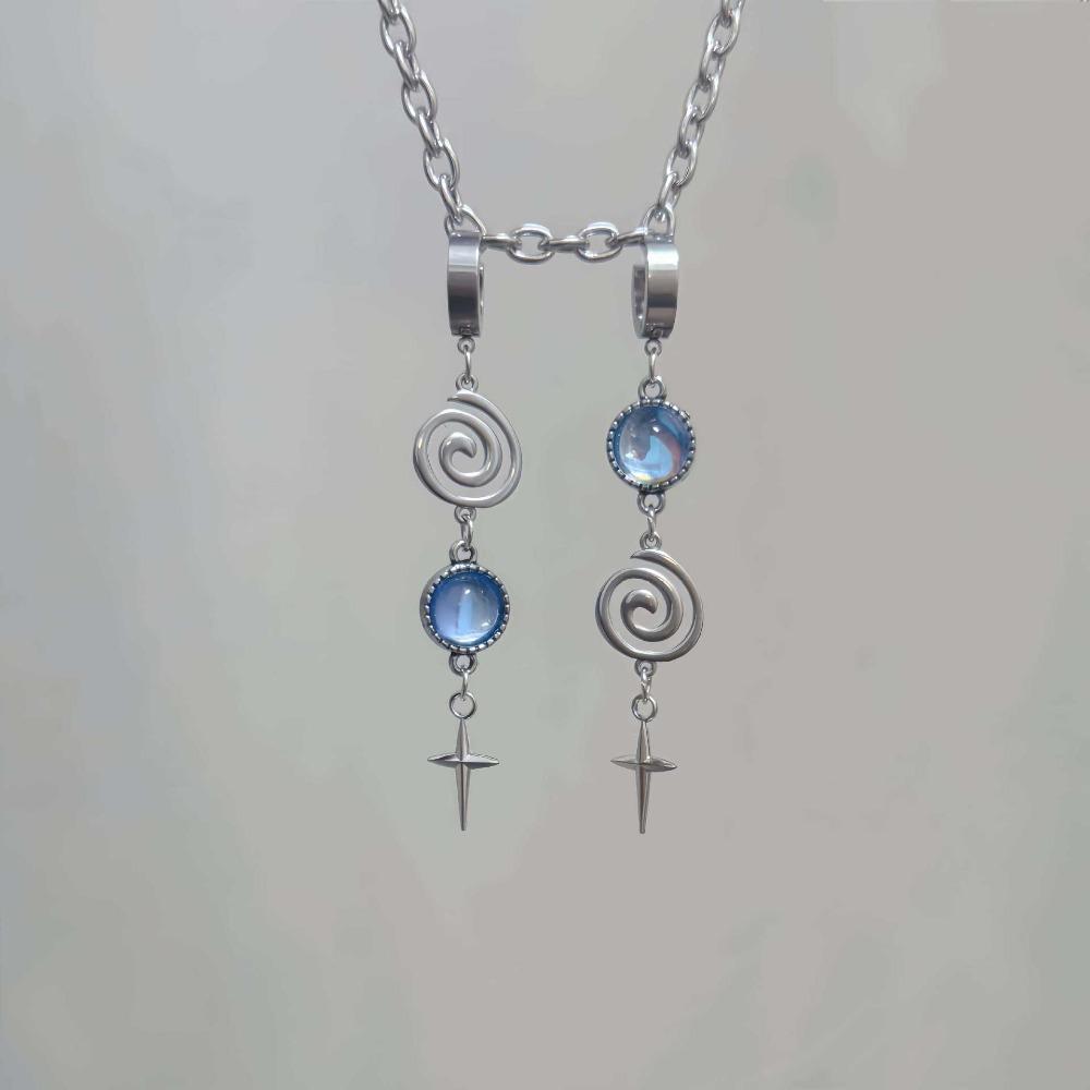 Orecchini Pendenti Lunghi con Nappa Geometrica a Spirale Starlight Moonstone Croce per Donna Gioielli Fascino Retrò Regali