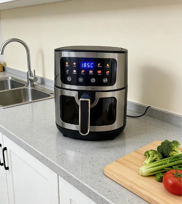 2025 Smart Air Fryer: Multi-Functional, 5L Large Capacity with Visible Window for Home Use