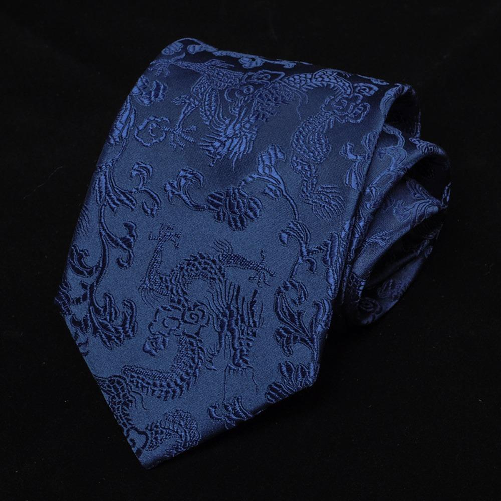 Adjustable Jacquard Silk Tie National Men Necktie Fashion Chinese Dragon Pattern Tie Wedding