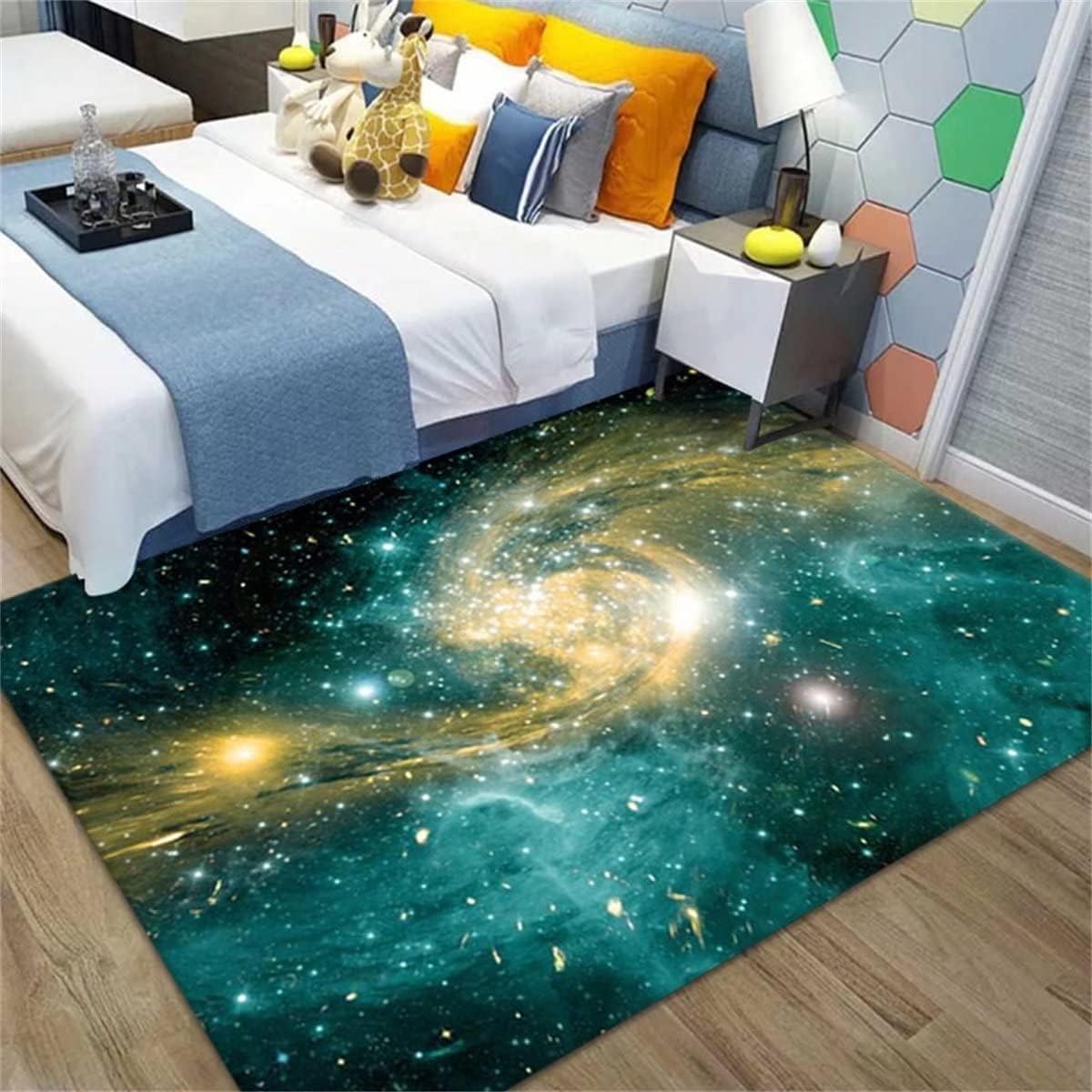 

Galaxy Starry Sky Pattern Carpets Modern Home Non-Slip Decor Rug Space Theme Mat for Living Room Bedroom Kids Room 40X60CM